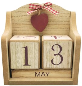 Calendar din lemn pentru birou, ANTIQUE, Maro