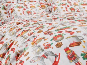 Lenjerie de pat din bumbac alb CRACIUN FERICIT Dimensiune lenjerie de pat: 70 x 90 cm | 140 x 200 cm