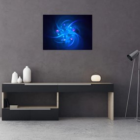 Tablou pe sticlă modern cu abstracțiune albastră (70x50 cm)
