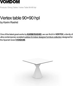 Masa de exterior / interior design modern premium VERTEX 90x90cm