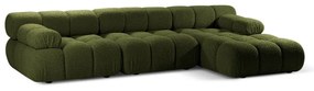 Colțar modular verde cu tapițerie din țesătură bouclé (cu colț pe partea dreaptă) Bellis – Micadoni Home