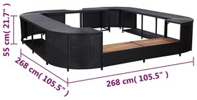 Mobilier imprejmuire spa negru 268x268x55 cm poliratan patrat 1, Negru