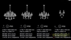 Candelabru 15 brate, diametru 95cm COLOSSAL SP15 TRASPARENTE 114170