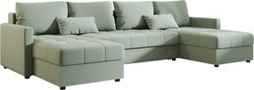 OFERTA Canapea extensibila in U VENORIA 285x146 cm, verde deschis + 2 pernite GRATUIT Rangul II
