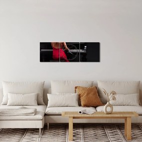 Tablou - Femeia cântând la pian (cu ceas) (90x30 cm)