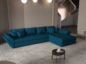 Colțar extensibil dumonde cu ladă de depozitare si sezut confortabil din spuma high-density, Loana XL Enjoy Petrol II 335x185 cm