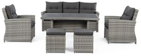 Set mobilier de grădină gri din ratan artificial pentru 6 persoane Ariel – Bizzotto