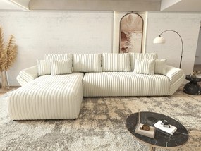 Colțar extensibil dumonde cu ladă de depozitare si sezut confortabil din spuma high-density, Berlin XL Ambience Ivory 350x185 cm