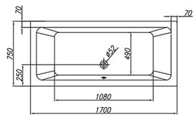 Cada baie incastrata 170 x 75 cm KolpaSan, Elektra 1700x750 mm