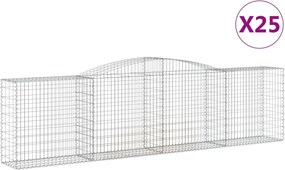 vidaXL Coșuri gabion arcuite 25 buc, 400x50x100/120 cm fier galvanizat