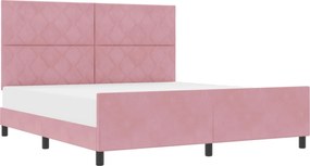 vidaXL Pat cu arcuri cu headboard Roz 180 x 200 cm Catifea