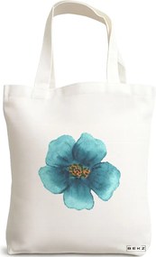 Sacosa de Panza pentru Cumparaturi, Geanta Tote, model Floral Albastru, 38x34.5 cm, Alba, BEKZ®