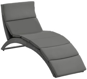 Outsunny Șezlong de Grădină Pliabil din Ratan PE, Șezlong Curbat Ergonomic cu Pernă pentru Terasă și balcon, 59x156x78 cm, Gri | Aosom Romania
