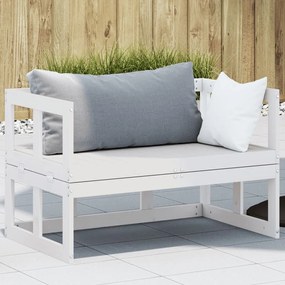 832611 vidaXL Canapea banchetă extensibilă de grădină, alb, lemn masiv de pin