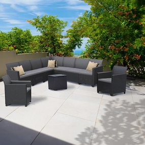 Set de mobilier de grădină Claire IV cu 9 locuri și masă Vigo cu depozitare, grafit