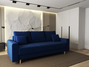 Canapea extensibilă dumonde cu ladă de depozitare si sezut confortabil din spuma high-density, Kronos Royal Albastru 210x100 cm