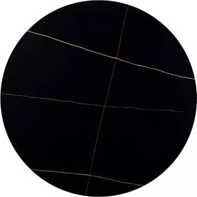 Masa rotunda de dining RION 90 cm cu blat ceramic, marmura neagra