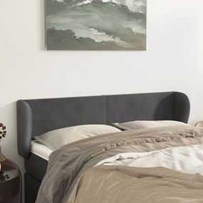 vidaXL Tăblie de pat cu aripioare gri închis 147x23x78/88 cm catifea