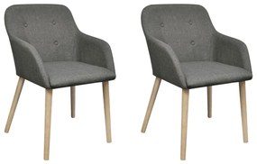 vidaXL Scaune bucătărie 2 buc, gri deschis, textil &amp; lemn stejar masiv