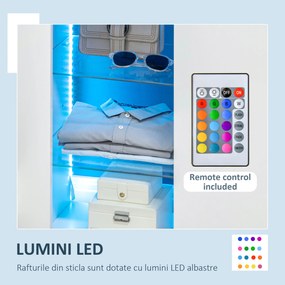 HOMCOM Cabinet Depozitare cu Iluminare LED, Rafturi Deschise și Ușă, Design Modern pentru Living | Aosom Romania