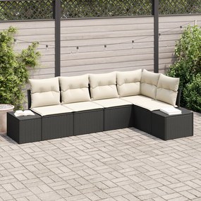 vidaXL Set de canapea de grădină cu perne Negru Rattan Poliester