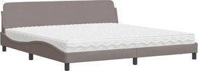 vidaXL Pat cu saltea, Dover, gri taupe, 200x200 cm, textil