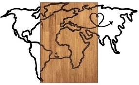 Decorațiune de perete 118x70 cm lemn/metal hartă