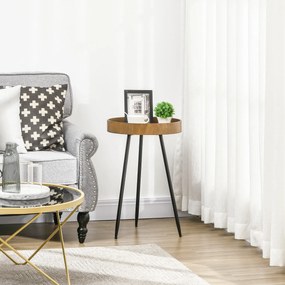 Masuta de cafea HOMCOM in stil industrial, din lemn si otel, Ø40,6x61,5cm, maro si negru | Aosom RO