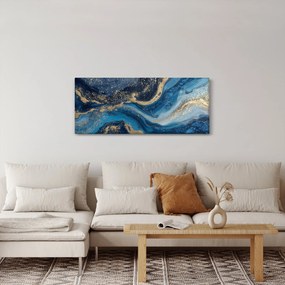 Tablou - Marmură abstractă albastru-aurie (120x50 cm)