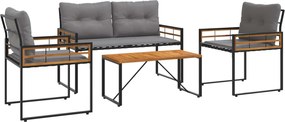 vidaXL Set de Mobilier pentru Exterior cu pernă 4 pcs Gri deschis