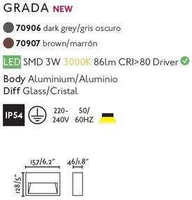 Aplica LED de exterior ambientala IP54 GRADA-1 / 3W gri