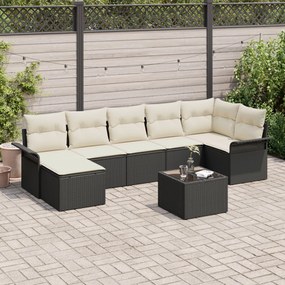 vidaXL Set de canapele pentru grădină cu pernă 8 pcs Negru Rattan poli