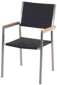 Set de masă pentru grădină Grosso (negru) (blat din sticlă 180x90 cm) (scaune din ratan) (sticlă). 1011749