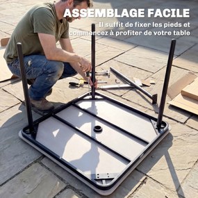 Outsunny Masă de grădină dreptunghiulară pentru 4 persoane, masă de luat masa exterioară cu orificiu pentru umbrelă, 85 x 85 x 72,5 cm, gri | Aosom Romania