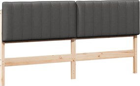 vidaXL Tăblie tapițată Maro și gri închis 200 cm Lemn de pin masiv