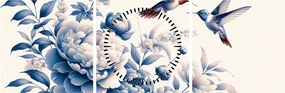 Tablou - Colibri deasupra florii (cu ceas) (90x30 cm)