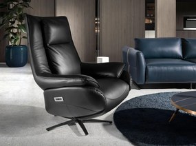 Fotoliu design LUX cu functia relax Cowhide Black leather