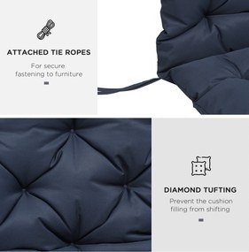 Perna Outsunny pentru grădină în Stil Modern Capitonat pentru Scaune Exterioare cu 6 Șireturi, Pernă din Bumbac și Poliester, 150x98x8 cm, Albastru Închis | Aosom Romania