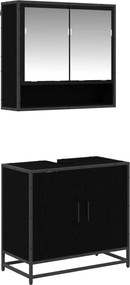 vidaXL Set de mobilier pentru baie 2 pcs Stejar Negru Lemn compozit