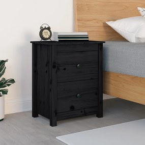 813687 vidaXL Dulap noptieră, negru, 50x35x61,5 cm, lemn masiv de pin