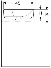 Lavoar Geberit Variform 60x45 cm, cu preaplin si orificiu baterie, alb - GEC500.772.01.2