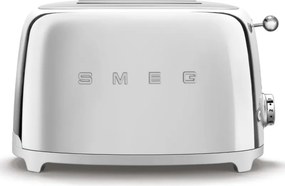 Prajitor de paine SMEG 50's Style TSF01SSEU, 950 W, 2 felii, 6 trepte, Tava pentru firimituri, Cablu integrat, Otel inoxidabil, Argintiu