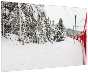Tablou - Tren într-un peisaj înzăpezit (90x60 cm)