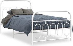 vidaXL Cadru de pat metalic cu tăblie de cap/picioare, alb, 107x203 cm