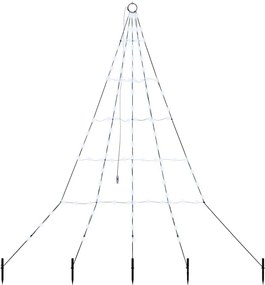 vidaXL Brad de Crăciun LED cu țevi de prindere în pământ 182 cm Metal