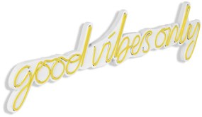 Decoratiune luminoasa LED de perete Good Vibes Only Galben 76x19x2 cm