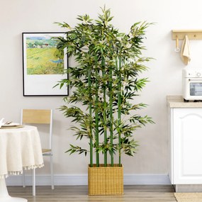 HOMCOM Bambus Artificial, Plantă Decorativă, Aspect Realist, Ușor de Întreținut, Pentru Casă, 180 cm, Verde | Aosom Romania