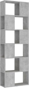 vidaXL Bibliotecă/Separator cameră, gri beton, 60x24x186 cm, PAL