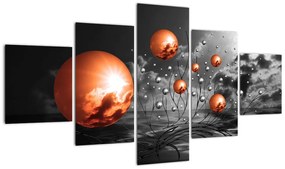 Tablou abstract - sfere portocalii (125x70cm)