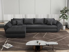 Colțar extensibil dumonde cu ladă de depozitare si sezut confortabil din spuma high-density, Loana XL Enjoy Grafit 335x185 cm